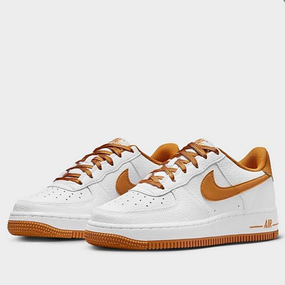 Nike Air Force 1 Low — White & Burnt Orange Women's 9 Sneakers/ Kids 7 Shoes - Picture 3 of 4